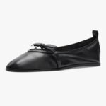🆕 Black Leather Ballet Flats Bow Detail Loafers Slip On 11 Boho NIB - Image 2