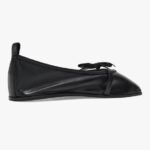 🆕 Black Leather Ballet Flats Bow Detail Loafers Slip On 11 Boho NIB - Image 3