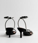 Wide Fit Black Diamanté Embellished Sandals - Image 2