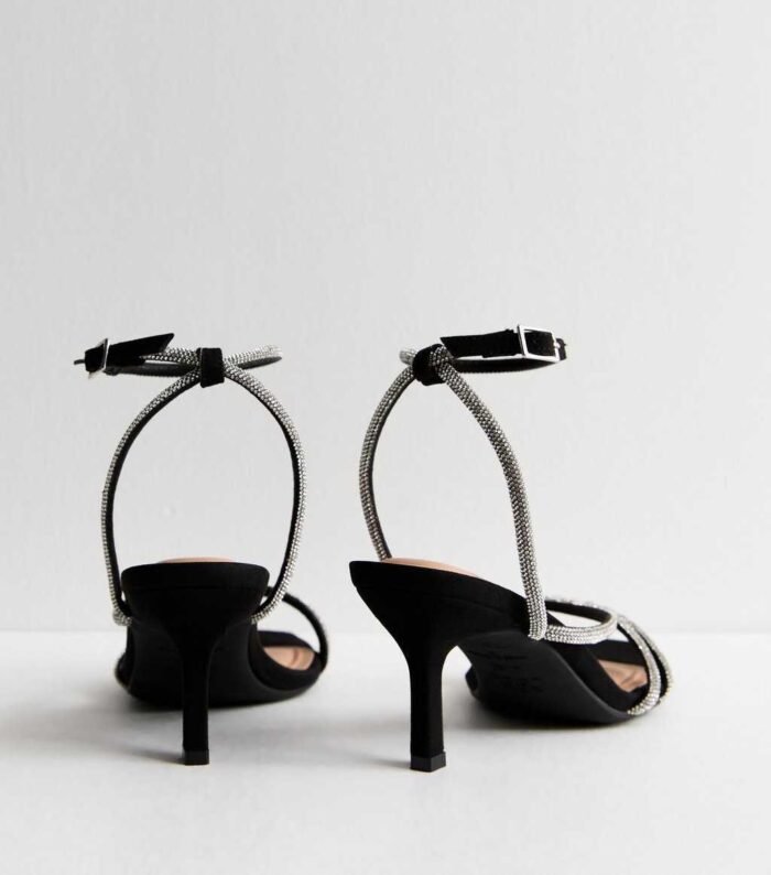 Wide Fit Black Diamanté Embellished Sandals - Image 2