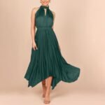 Gspmoly Womens Summer Dresses, Women'S Fashion Sexy Sleeveless Solid Halterneck Waisted Fold Dresses Women'S Formal Dresses Clearance