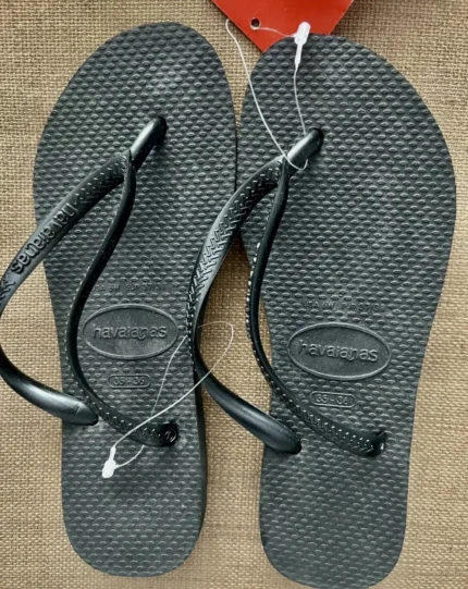 HAVAIANAS FLIP FLOPS WOMENS US SIZE 6 35/36 BRAZIL BEACH SANDALS BLACK COLOR