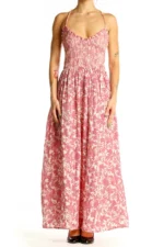 Pink Floral Smocked Maxi Dress
