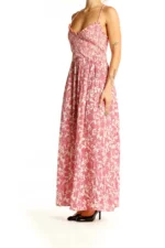 Pink Floral Smocked Maxi Dress - Image 2