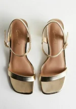 LOOK 2 PART BLOCK HEEL - Sandals - gold