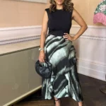 Stripe Smudge Print 2 In 1 Frill Split Midi Dress - Multi