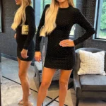 Black Diamante Sparkle Long Sleeve Mini