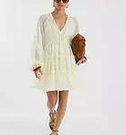 Ruffle Smock Dress - Cream