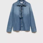Denim shirt with bow