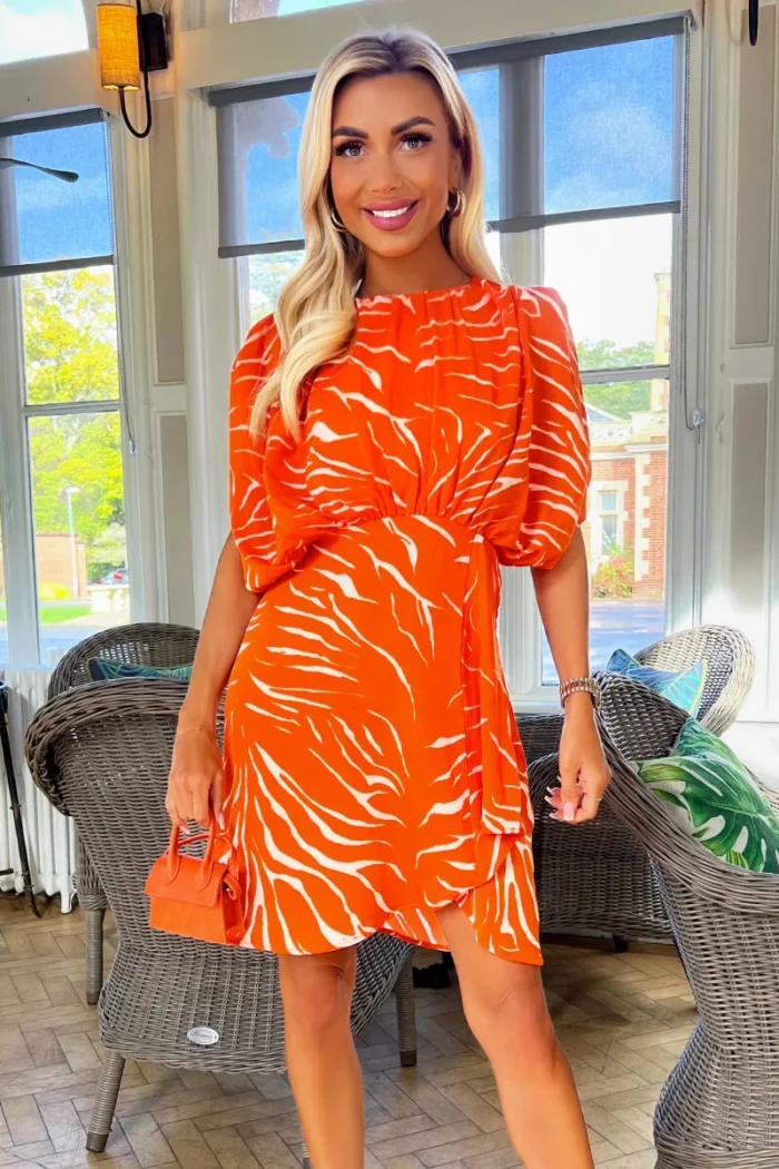 Blood Orange Printed Batwing Mini Dress - Image 3