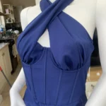 Chi Chi London Cobolt Blue Corset Cross Over Dress