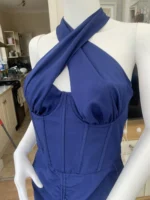 Chi Chi London Cobolt Blue Corset Cross Over Dress