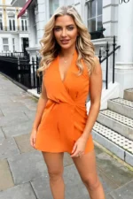 Orange Wrap Top Skort Style Playsuit