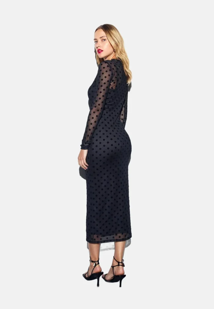 FLOCKED POLKA DOT MIDI - Day dress - black - Image 4
