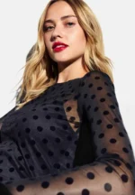 FLOCKED POLKA DOT MIDI - Day dress - black - Image 5