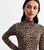 Brown Leopard Print Long Sleeve Mini Dress - Image 3