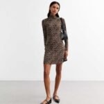Brown Leopard Print Long Sleeve Mini Dress