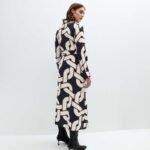 Navy Chain Print Midi Shirt Dress