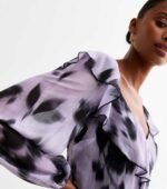Purple Blur Floral Print Chiffon Mini Dress - Image 3