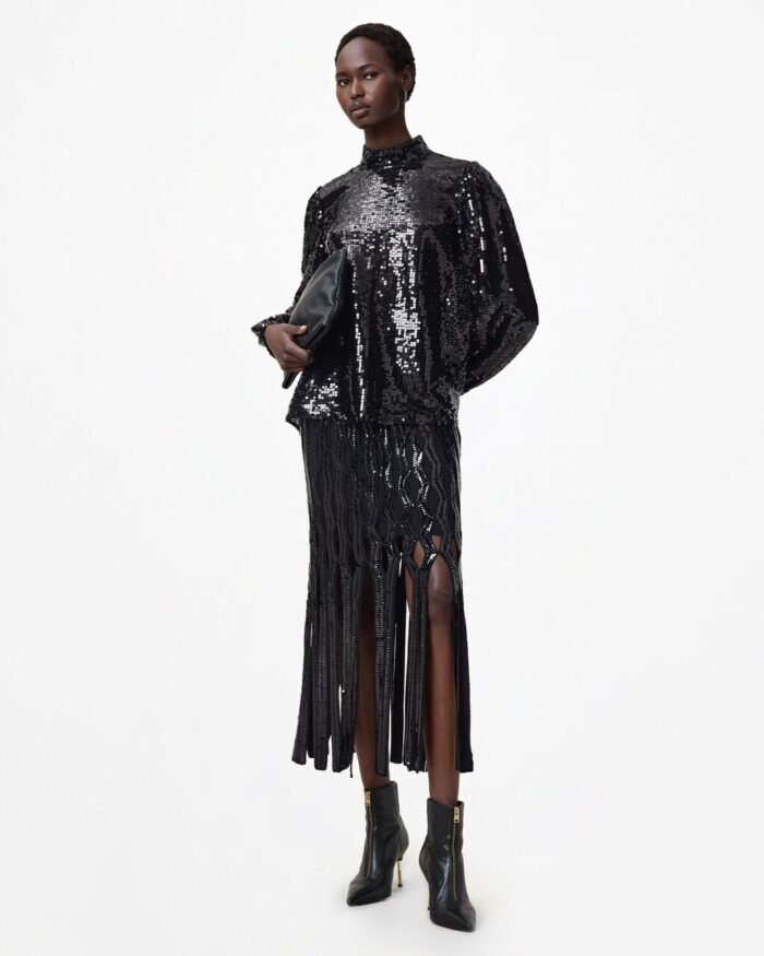 Francesca Embellished Fringe Midi Skirt - Image 3