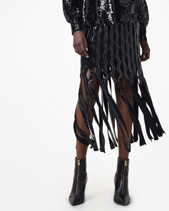 Francesca Embellished Fringe Midi Skirt - Image 2