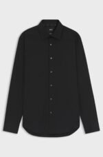 Regular-fit shirt in easy-iron stretch-cotton poplin