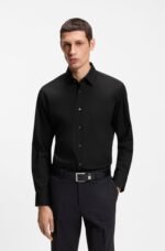 Regular-fit shirt in easy-iron stretch-cotton poplin - Image 3