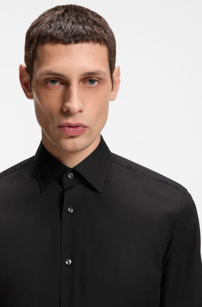 Regular-fit shirt in easy-iron stretch-cotton poplin - Image 4
