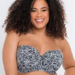 Sundown Bandeau Strapless Multiway Bikini Top Black Print