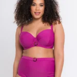 Retro Sun Padded Balcony Bikini Top Orchid Purple