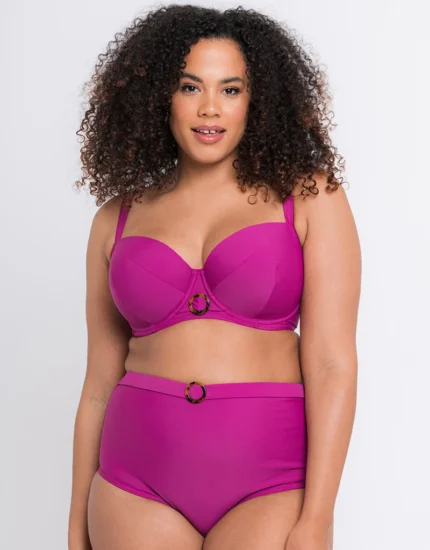 Retro Sun Padded Balcony Bikini Top Orchid Purple