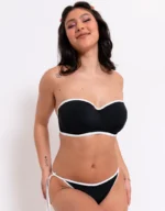 Minimalist Bandeau Strapless Multiway Bikini Top Black/White