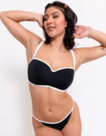 Minimalist Bandeau Strapless Multiway Bikini Top Black/White - Image 4