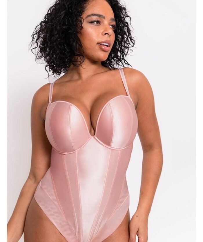 Scantilly Classique Plunge Padded Strapless Bodysuit - Powdery Pink - Image 2