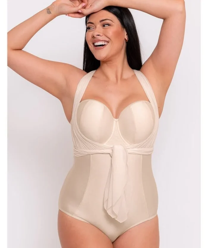 Curvy Kate Wrapsody Bandeau Swimsuit - Oyster - Image 3