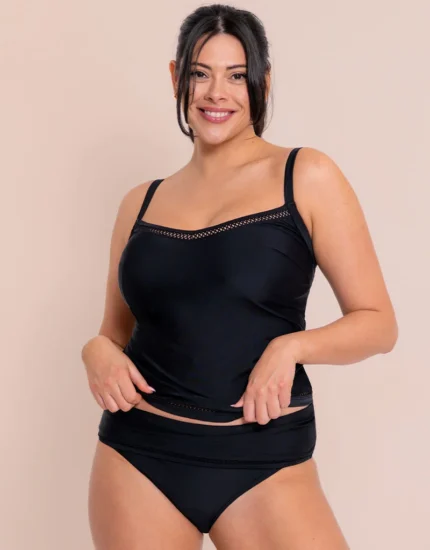 First Class Plunge Tankini Multiway Top Black