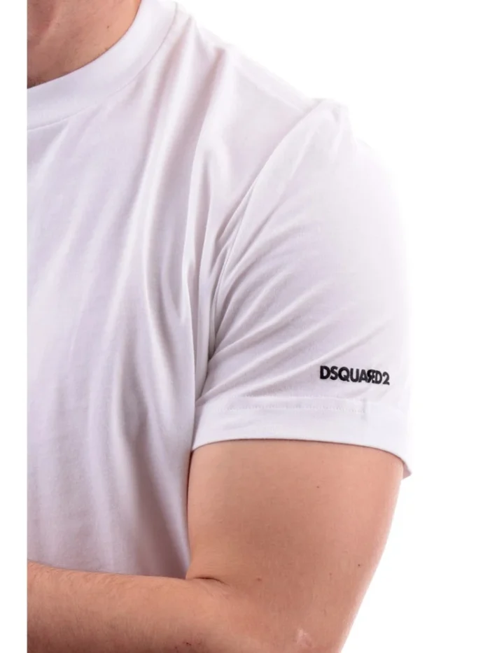 White Dsquared men's t-shirt printed logo D9M205190 - Image 2