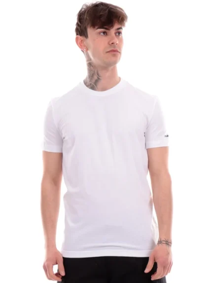 White Dsquared men's t-shirt printed logo D9M205190