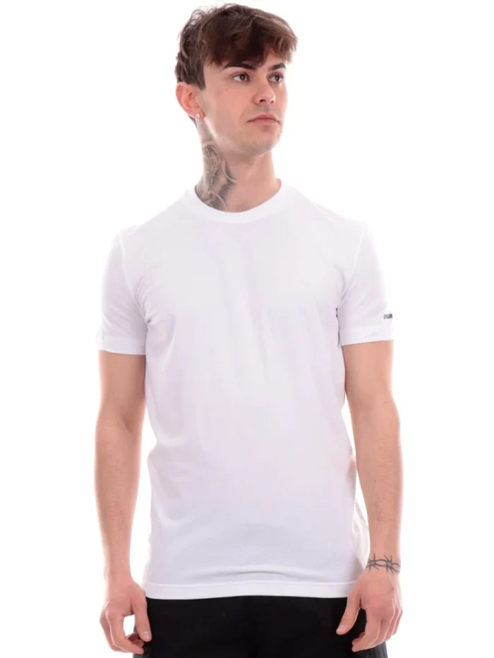 White Dsquared men's t-shirt printed logo D9M205190 - Image 3