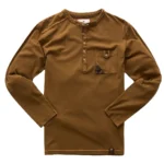 Contrast Trim Embroidered Long Sleeve Henley