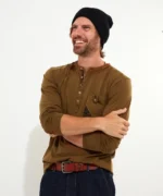 Contrast Trim Embroidered Long Sleeve Henley - Image 4