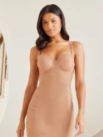 Lipsy Apricot Tummy Control Lace Shaping Slip - Image 5