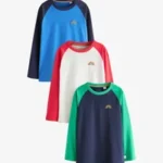 REGULAR FIT 3 PACK - Long sleeved top - blue