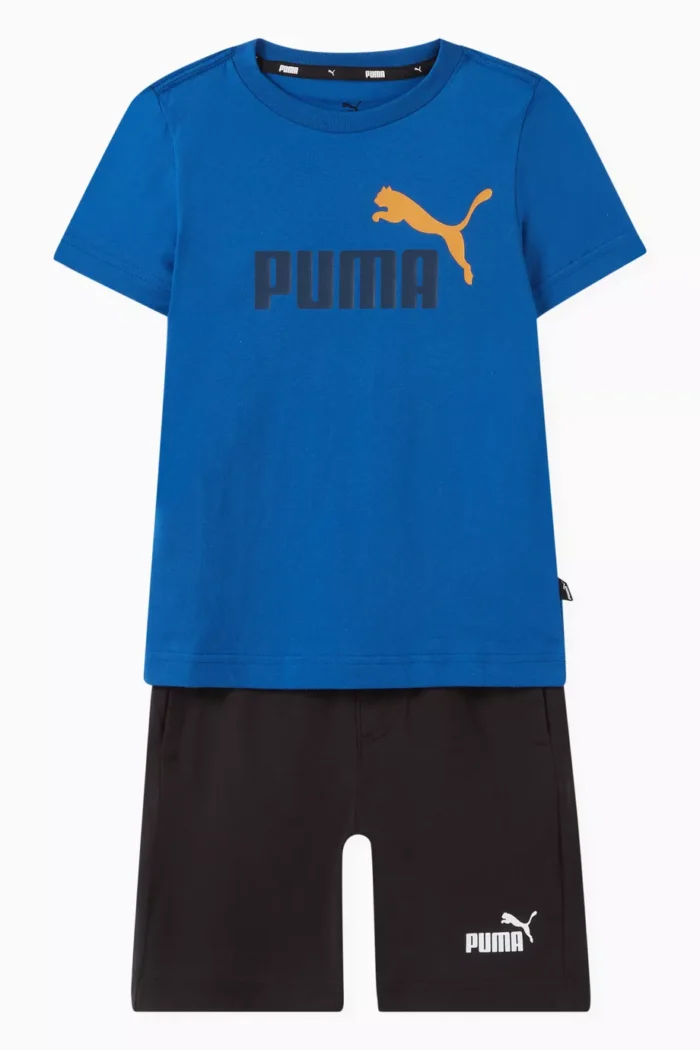 PUMA Logo Print Cotton T-shirt and Shorts Set - Image 3