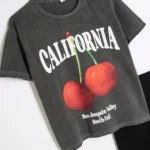 River Island Grey Girls Cherry 100% Cotton T-Shirt And Kickflare