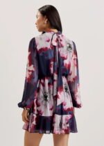 Women's Mini Dress Navy Long Sleeve with Neckline with Print Ted Baker 278561 - Image 2