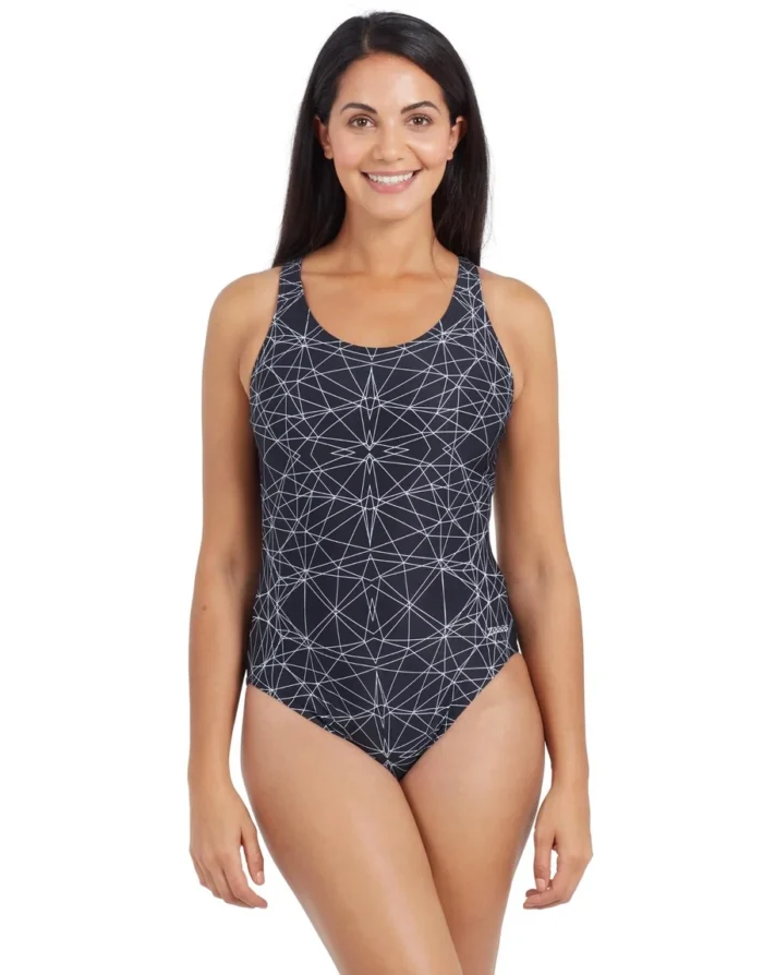 Zoggs Warrego Powerback Swimsuit - Black/White - Image 3