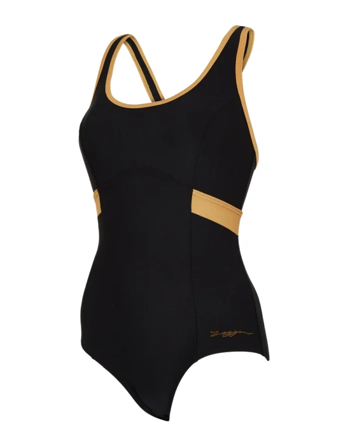 Zoggs Dakota Crossback Swimsuit - Black/Gold - Image 2