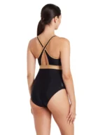 Zoggs Dakota Crossback Swimsuit - Black/Gold - Image 4