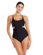 Zoggs Dakota Crossback Swimsuit - Black/Gold